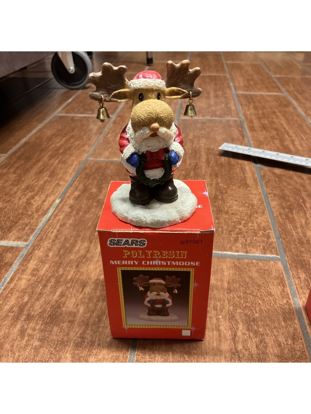 Sears PolyResin Christmas Moose #3291021 With Box 1 Of 4 Santa Moose